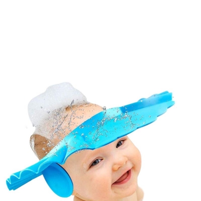 Picture of Baby Shower Cap Bathing Cap - 3 Pcs Soft Adjustable Visor Hat Safe Shampoo Shower Bathing Protection Bath Cap for Toddler Baby Kids Children (Bule+Yellow+Pink)