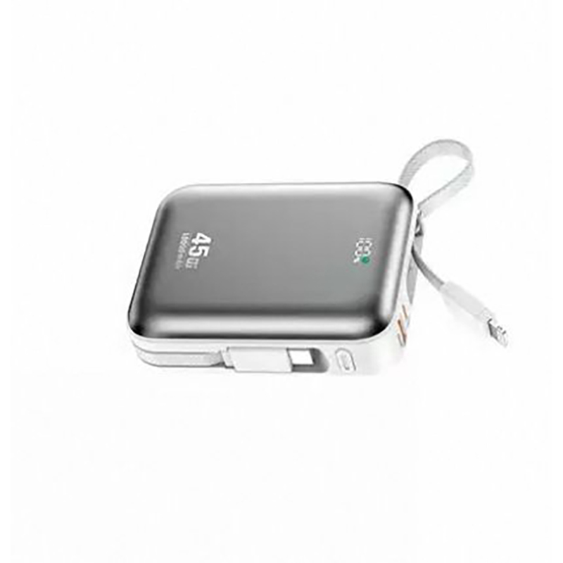 Picture of Bwoo BO-P77 10000mAh 45W Grey Power Bank With Built-In Cable