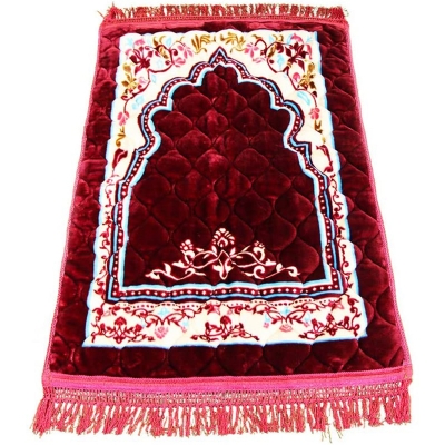 Picture of Muslim Prayer Rugs Islam Thick Cotton Fabric Printed Patterns Travel Prayer Mat 31.50''x47.24'' (Red)