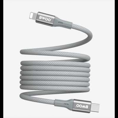 Picture of Bwoo BO-X311C-L USB Type-C Male to Lightning Male, 1 Meter, Grey Braided Charging & Data Cable
