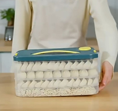 Picture of Dumplings Samosa Storage Box Refrigerator Momos Container Freezing Multi-Layer Frozen Food Grade