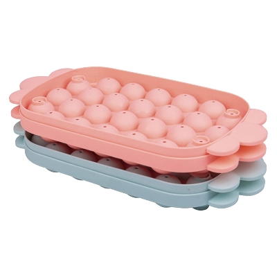 Picture of Ice Ball Tray, Cute Ice Tray,Ice Cube Case, Ice Cube Tray, Round, Easy to Remove, Freezer, Storage, Liquor Ice, Home Use, Lid Included, Durable, DIY Confectionery Tools, Kitchen Utensils