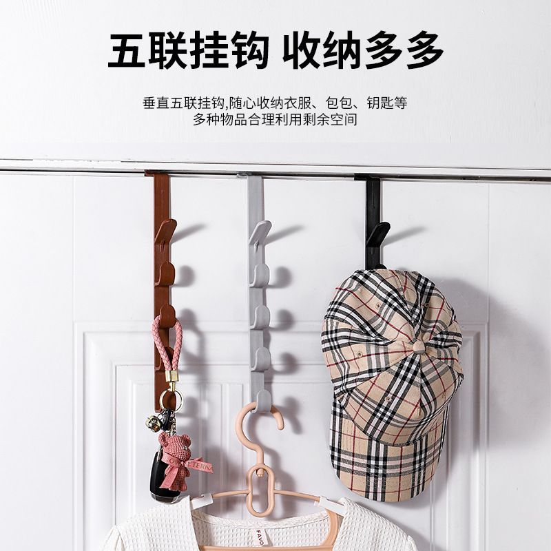 Picture of Plastic Home Storage Organization Hooks Rails Bedroom Door Hanger Clothes Hanging Rack Holder Hooks For Bags Towel