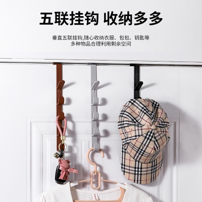 Picture of Plastic Home Storage Organization Hooks Rails Bedroom Door Hanger Clothes Hanging Rack Holder Hooks For Bags Towel
