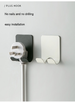 Picture of 1Pcs Creative Strong Adhesive Hook Without Punching Wall Scratch Free Storage Power Cord Plug Bracket Holder
