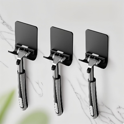 Picture of 1 pcs Punch Free Razor Holder Storage Hook Wall Shaving Shower Shelf Bathroom Rack Bathroom Accessories for Cell phone Wire plug hook