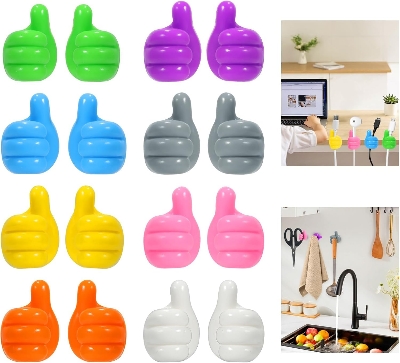 Picture of 5 Pcs Thumb Hook Silicone, Self Adhesive Thumb Hooks for Kitchen, Bathroom, Office, Closet, Hanging Coat Cloth Towel Key, Creative Hand Shaped Multicolor Hooks for Wall.2025