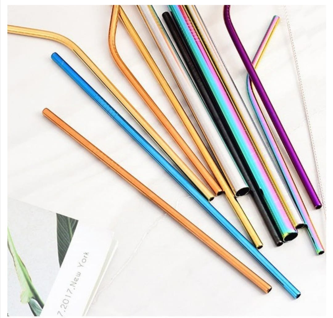 Picture of Stainless steel straw set & color elbow straw creative cocktail straight straw ( 3 piece set)