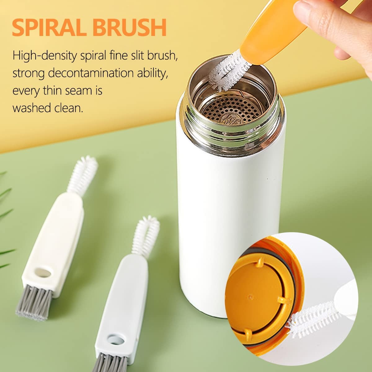 Picture of Beauty Nymph 3 in 1 Bottle Cap Detail Brush Multipurpose Bottle Gap Cleaner Brush for Insulation Cup Cover Groove Gap Deep Detail Cleaning Brushes Tool (White)