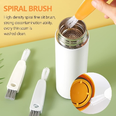 Picture of Beauty Nymph 3 in 1 Bottle Cap Detail Brush Multipurpose Bottle Gap Cleaner Brush for Insulation Cup Cover Groove Gap Deep Detail Cleaning Brushes Tool (White)