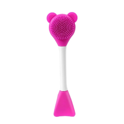 Picture of Bear Shape 1pcs Double Head Facial Mask Brush Silicone Applicator Spoon Spatula Stirring Stick Women Skin Face Cleansing Care Home Makeup Tools