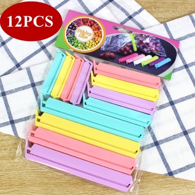 Picture of 12 Pcs Food Snack Package Bag Sealing Clips – Plastic Clips for Kitchen Storage & Organization (Multicolor)