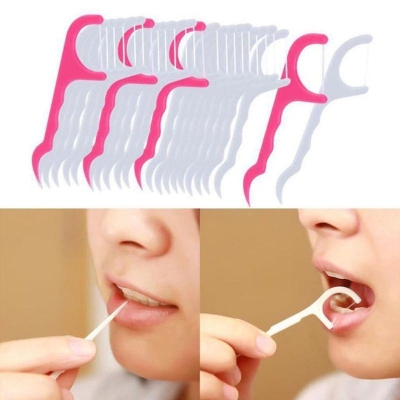 Picture of Dental Floss Pick Toothpick Interdental Cleaner Tooth Pick Flosser (50 Piece)