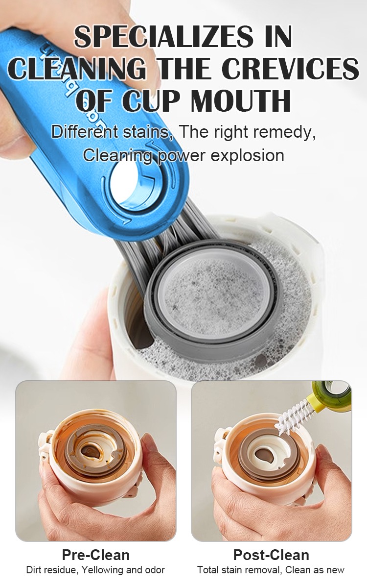 Picture of 3-in-1 Cup Brush Multi-Functional U-Shape Cup Mouth Cleaning Brush Bottle and Mug Cleaner Household Kitchen Cleaning Tool