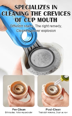Picture of 3-in-1 Cup Brush Multi-Functional U-Shape Cup Mouth Cleaning Brush Bottle and Mug Cleaner Household Kitchen Cleaning Tool