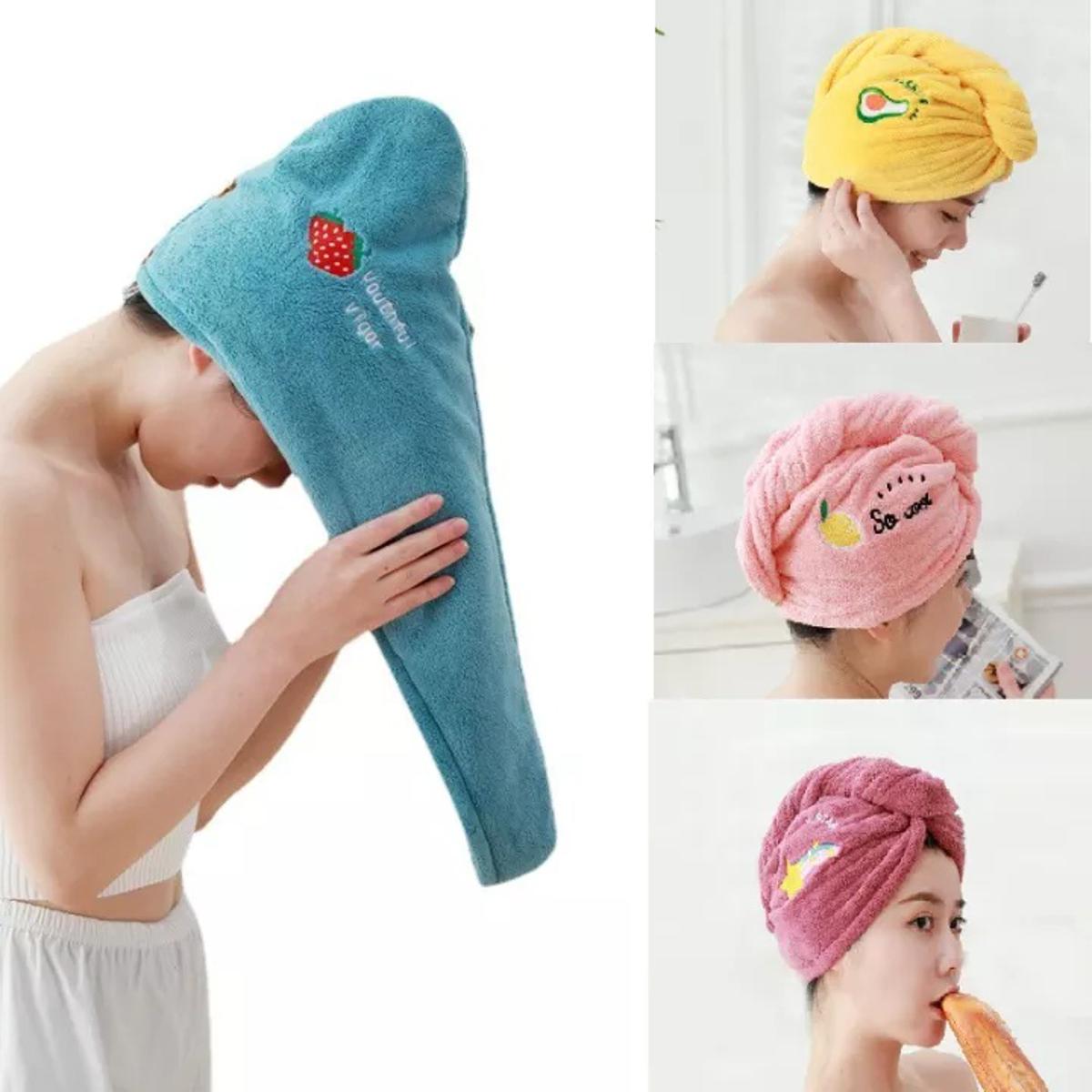 Picture of Women Soft Microfiber Towels Shower Cap Towel Bath Hats for Women Dry Hair Cap Quick Drying Soft for Lady Turban Head Girl Towel