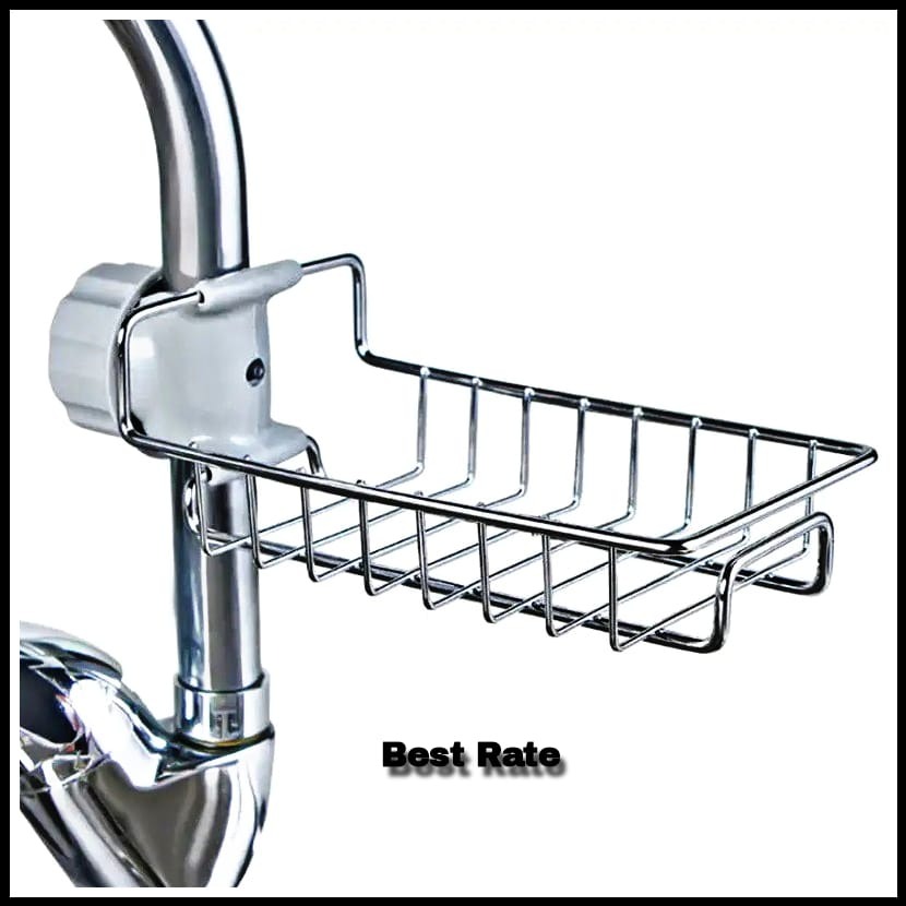 Picture of Stainless Steel Faucet Sponge Holder – Kitchen Sink Caddy for Dish Soap & Sponge Storage