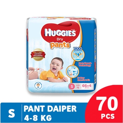 Picture of Huggies Dry Pant Diaper Small 4-8Kg – 70 Pcs (Malaysia)