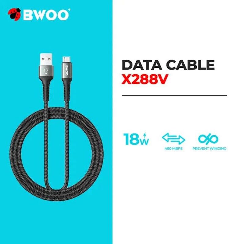Picture of Bwoo BO-X288V-2M USB Male to Micro-USB Male, 2 Meter, Black Charging & Data Cable