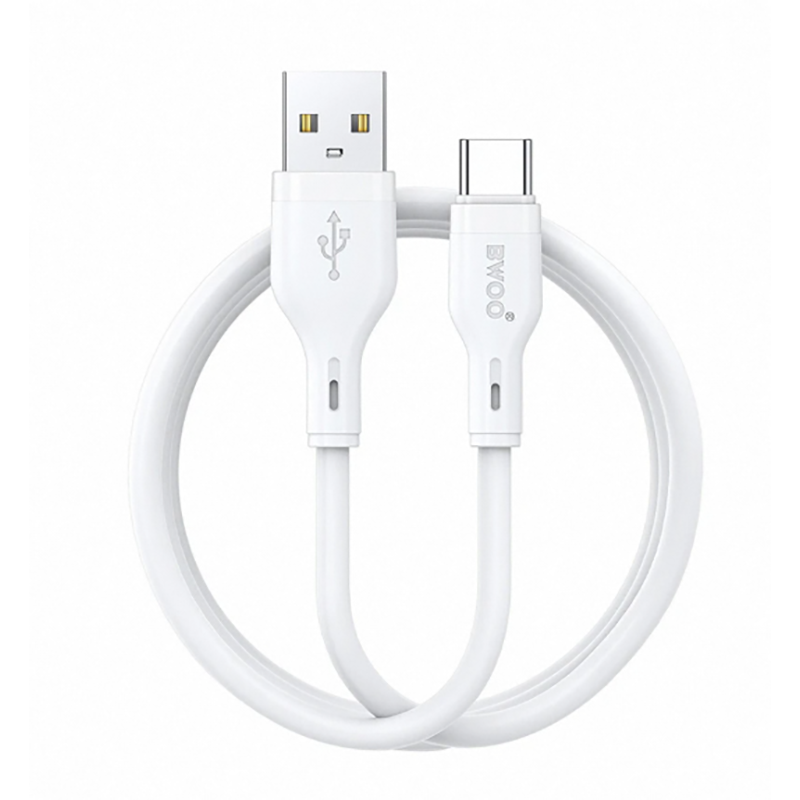 Picture of Bwoo BO-X286C USB Male to USB Type-C Male, 1 Meter, White Charging & Data Cable