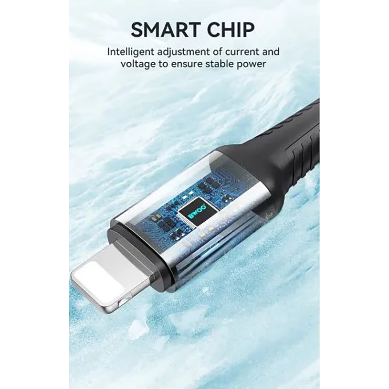 Picture of Bwoo BO-X288L-2M USB Male to Lightning Male, 2 Meter, Black Charging & Data Cable