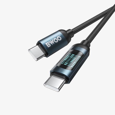 Picture of Bwoo BO-X304C-C USB Type-C Male to Male, 1 Meter, Black Charging & Data Cable