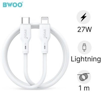 Picture of Bwoo BO-X286CL USB Type-C Male to Lightning Male, 1 Meter, White Charging & Data Cable