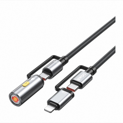 Picture of Bwoo BO-X307 USB-C Male to USB-C & Lightning Male, 1.2 Meter, Dark Grey Charging & Data Cable With Lighter