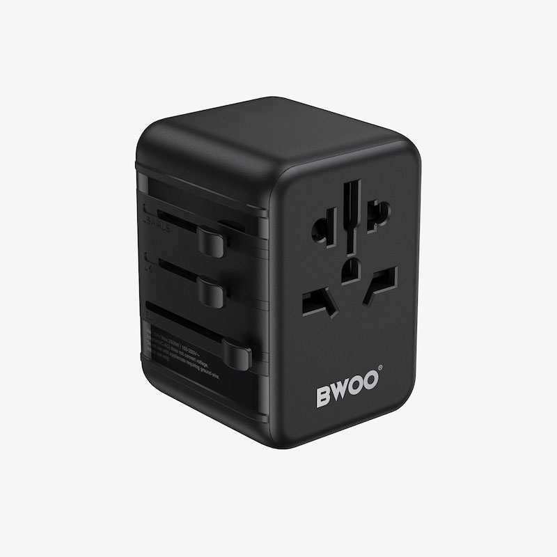 Picture of Bwoo BO-UC08 20W GaN Dual USB & USB-C Black Universal Travel Charger / Charging Adapter
