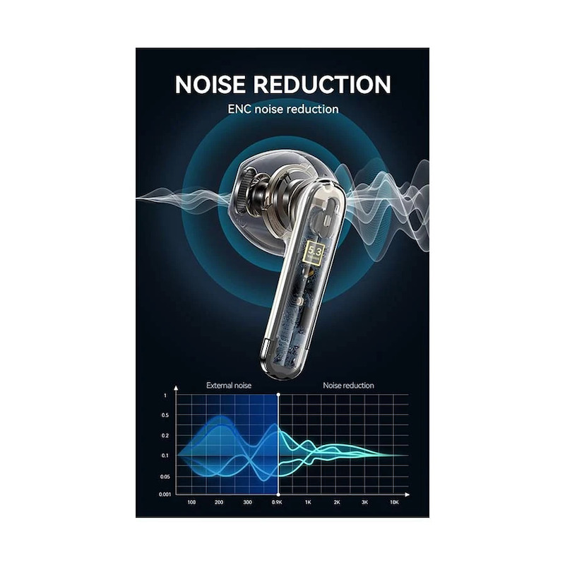 Picture of Bwoo BO-BW98-BK ENC Black TWS Bluetooth Earbuds