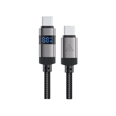 Picture of ACEFAST | C15-03 60W USB-C to USB-C Cable with LED Power Display | 1.2m Nylon-Braided, Zinc-Alloy Ends | 3A Fast Charging, USB 2.0 480Mb/s Data | For Android, iPad, MacBook & Type-C Devices.