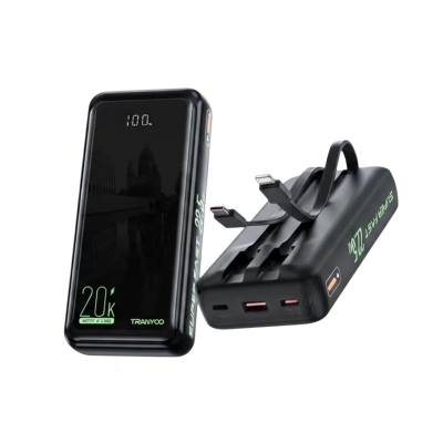 Picture of Tranyoo | T-K17 | 20000mAh Power Bank | 22.5W Fast Charging | Built-in Type-C & Lightning Cables |