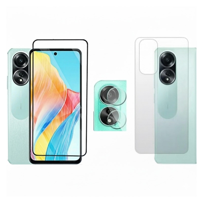 Picture of Oppo A78 4G Screen Protector 3in1 Combo 1 Screen protector 1 Camera Protector 1 Back Poly