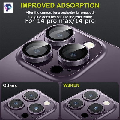 Picture of For Apple iPhone 14 Pro/iPhone 14 Pro Max Ultra-thin Aviation Alloy Camera Lens Protector HD Tempered Metal Glass Camera Screen Protector Cover Film Accessories(Deep Purple ,Space Black,Gold ,Silver)