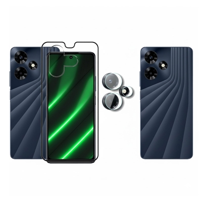 Picture of Infinix Hot 30 Screen Protector 3in1 Combo 1 Screen protector 1 Camera Protector 1 Back Poly