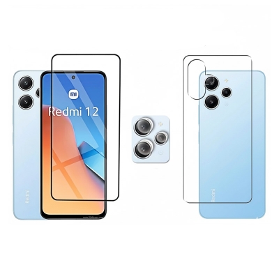 Picture of 3in1 Combo For Xiaomi Redmi 12 13D Screen Protector + Ultra Thin Back Poly + Camera Glass