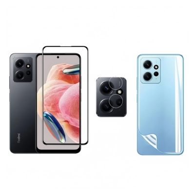 Picture of 3in1 Combo For Xiaomi Redmi Note 12 4G Screen Protector + Ultra Thin Back Poly + Camera Glass