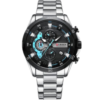 Picture of Curren Chronograph Stainless Steel Watch for Men Silver Black (8402 )