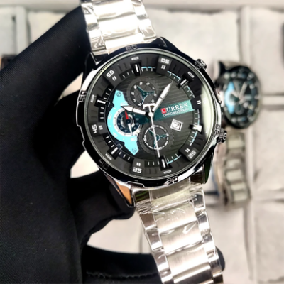 Picture of Curren Chronograph Stainless Steel Watch for Men Silver Black (8402 )
