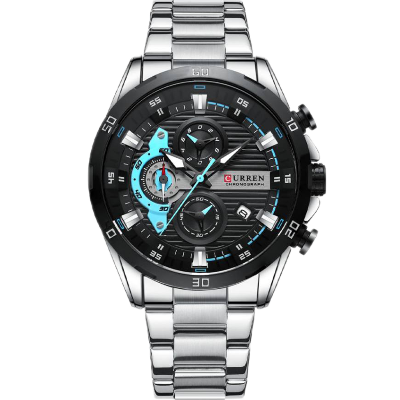 Picture of Curren Chronograph Stainless Steel Watch for Men Silver Black (8402 )