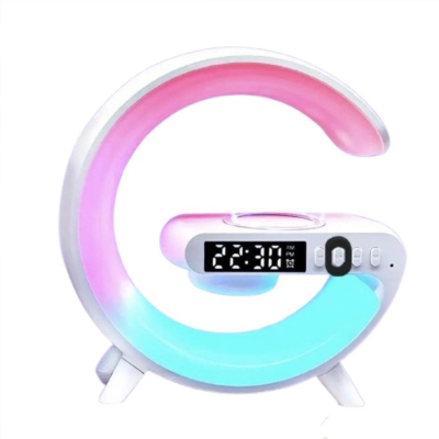 Picture of Speaker G63  Lamp - APP Control 3 in 1 Multi-Function Bluetooth Speaker With Wireless Charging, RGB Light and Alarm Clock - Charger G Lamp with Sunrise Alarm for Bedroom & Bedside table-Multicolor