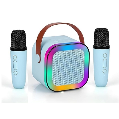 Picture of K12 KTV Karaoke Dual Microphone Speaker Wireless Bluetooth Lecture Meeting Voice Box Mini Colorful Lights Audio