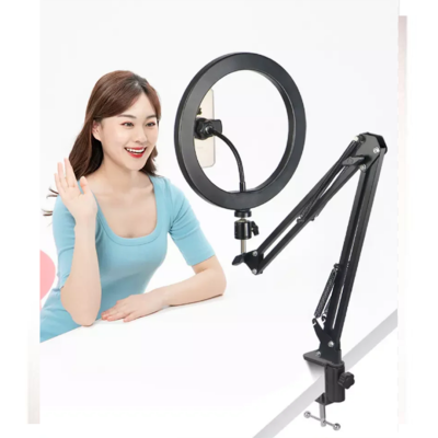 Picture of Overhead Video Stand with 10 inch Ring Light and Phone Mount for Drawing, Cooking Video, Facebook, YouTube Live