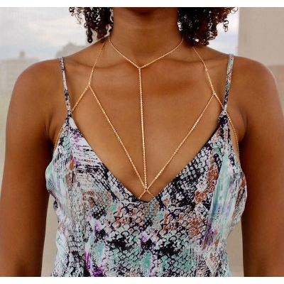 Picture of Body Chain Rhinestone Bra Beach Bikini Chains Harness Chain Party Nightclub Body Jewelry for Women and Girls