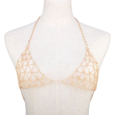 Picture of Mesh Bralette Underwear Jewelry for Women Bling Gold Silver Color Body Chain Bra Harness Waist Jewellery Party - Nose Pin - Nose Pin