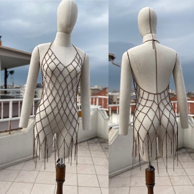 Picture of Chain dress golden chain dress, Black chain dress, Silver chain dress, Party chain dress, Christmas Gift