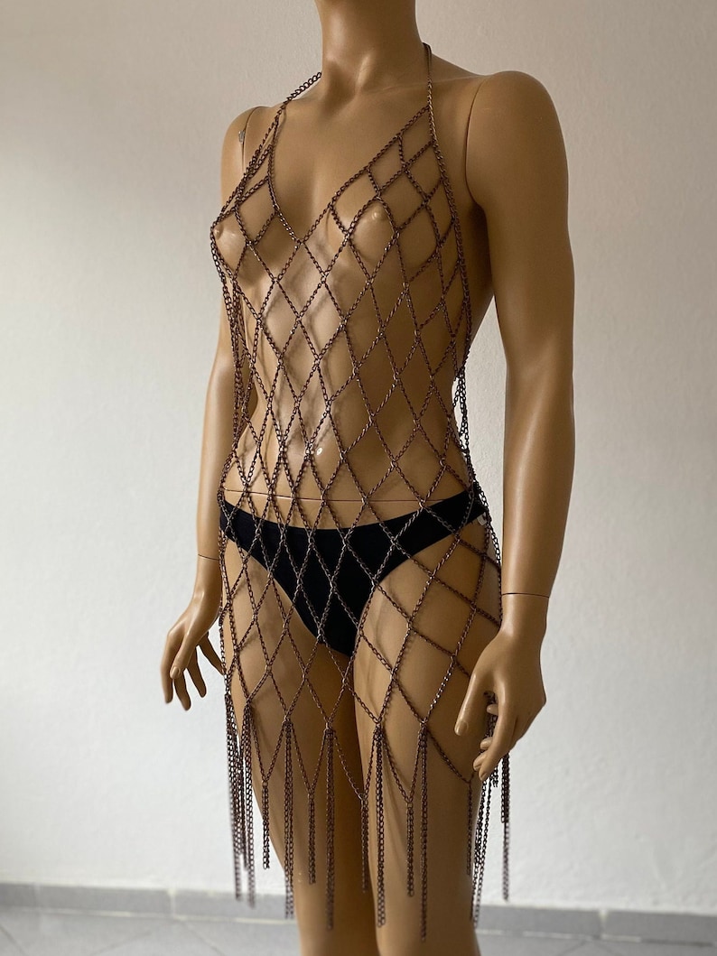 Picture of Chain dress golden chain dress, Black chain dress, Silver chain dress, Party chain dress, Christmas Gift