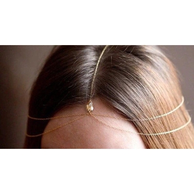 Picture of New Women Jewelry Hair Chain Simple Shining Sequins Head Ornaments Pendant Head Chain Head Ornament Handmade