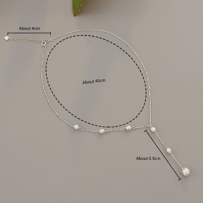 Picture of Elegant Pearl Tassel Necklace For Women Party Wedding Necklace Vogue Jewellery Girls Gift