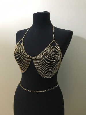 Picture of Chain bra Handmade jewellery chain play suit for your love body jewellry